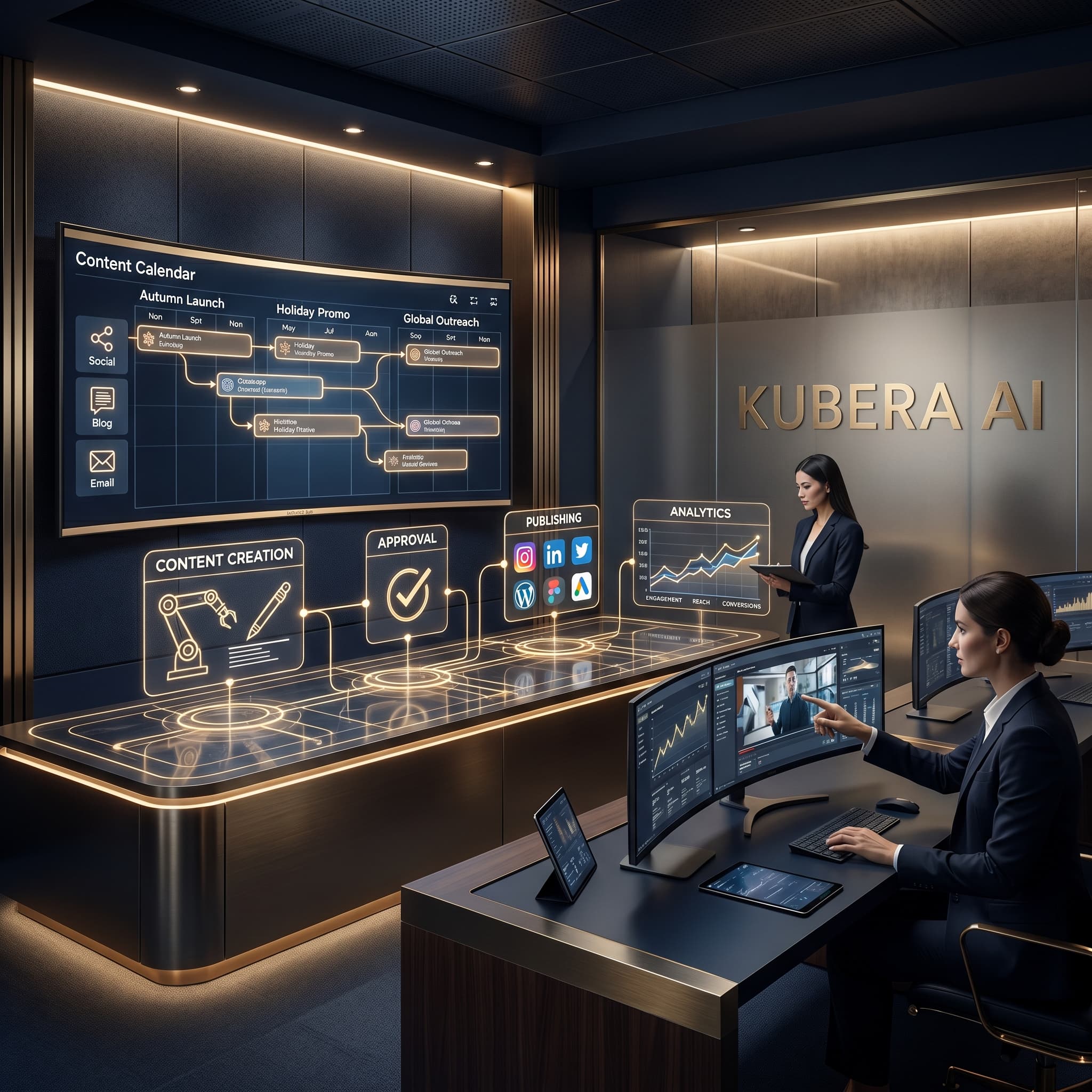 Kubera AI case dashboard for content and marketing automation