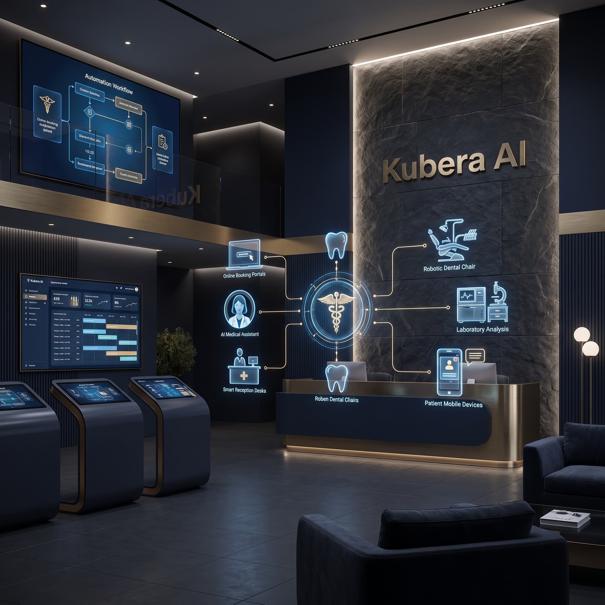 Kubera AI case dashboard for medical clinics and dental automation